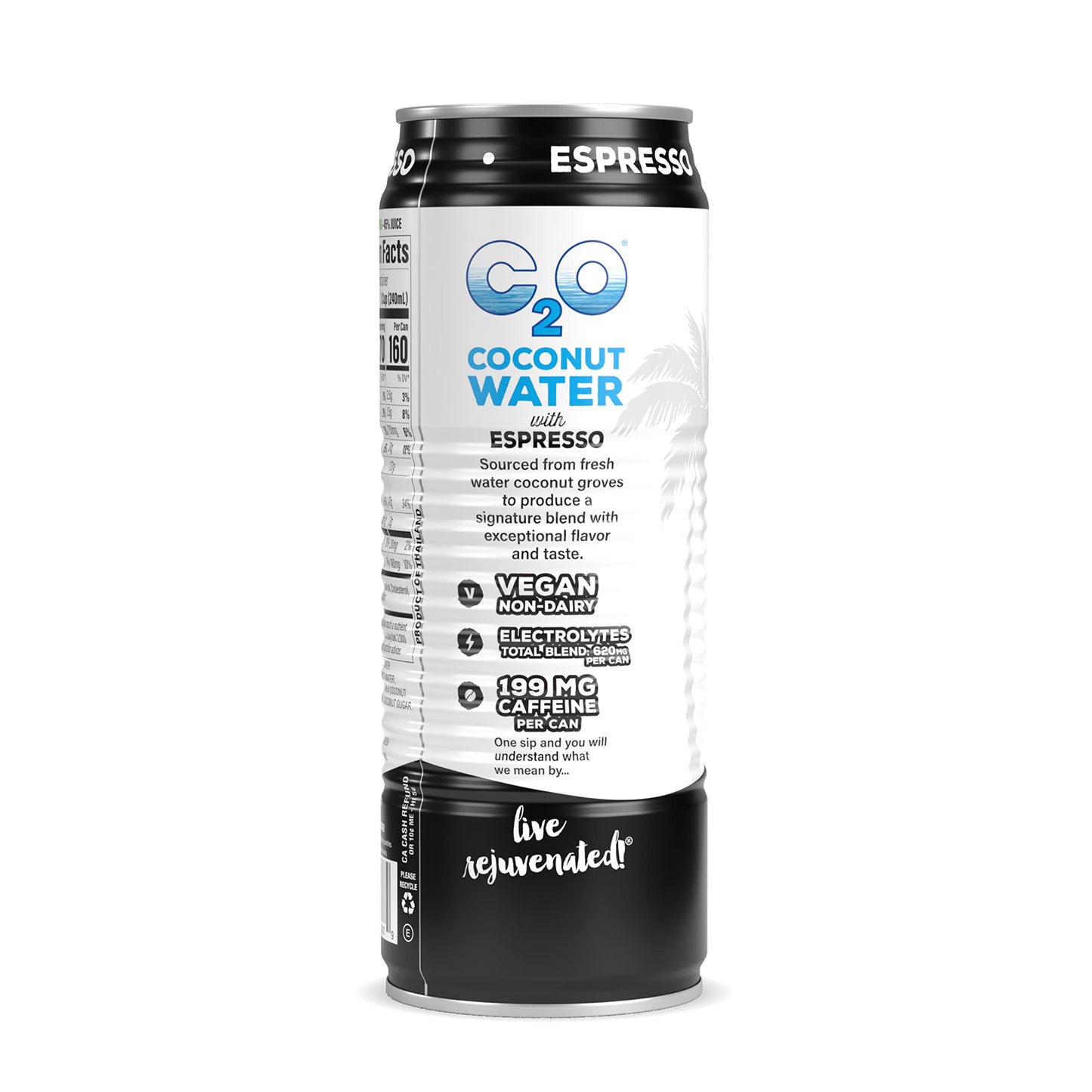 C2O Pure Coconut Water With Espresso | Plant Based | Non-Gmo | Dairy Free | Essential Electrolytes | 17.5 Fl Oz (Pack Of 12)
