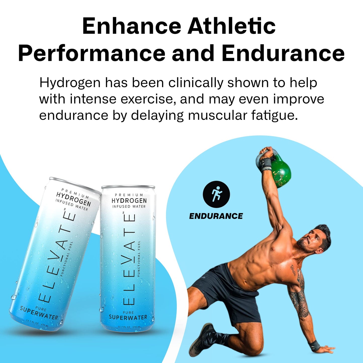 ELEVATE SUPERWATER enhanced Hydrogen Water (24 pack). Highest Hydrogen (3-5 PPM) and Lowest -650 ORP. Supports Recovery  Energy  Hydration  Focus  and Endurance. BACKED BY SCIENCE.