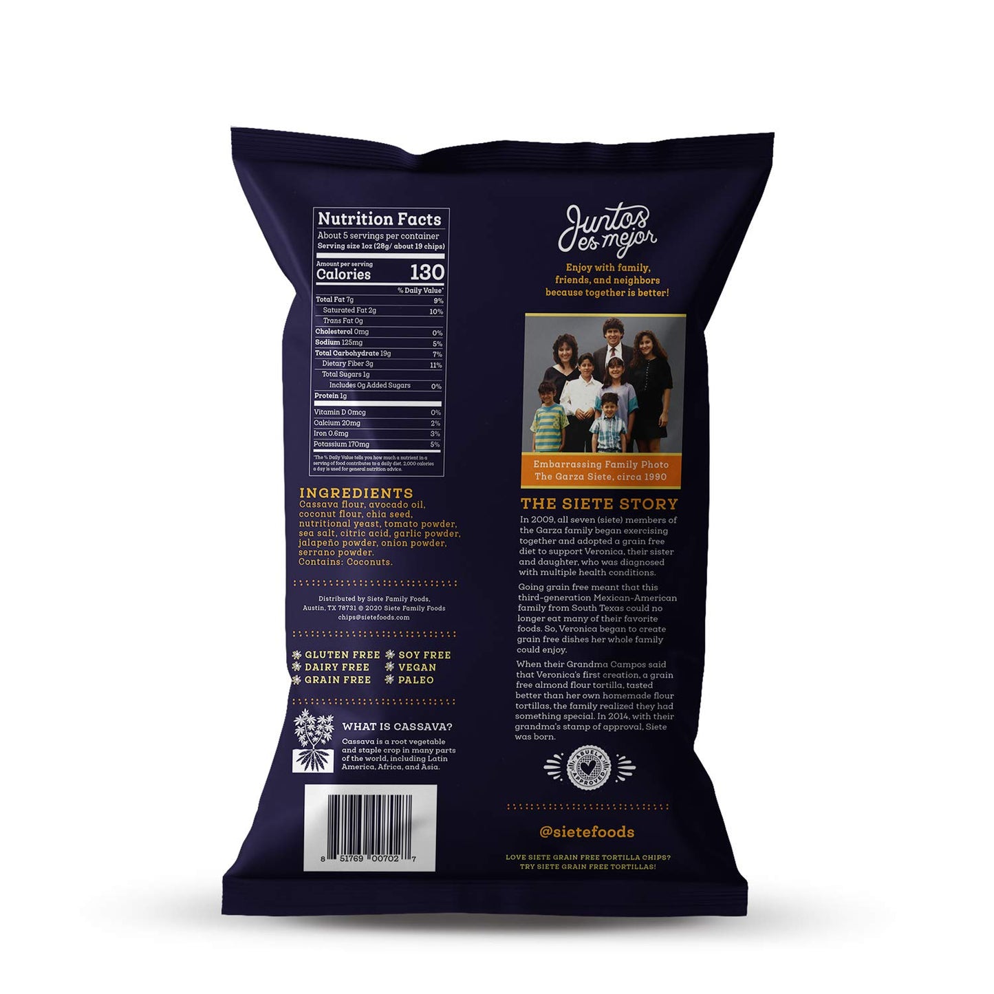 Siete Tortilla Chips | Grain Free | Gluten Free Chips | Paleo & Vegan Snacks | Non Gmo | Nacho, 5 Oz (Pack Of 6)