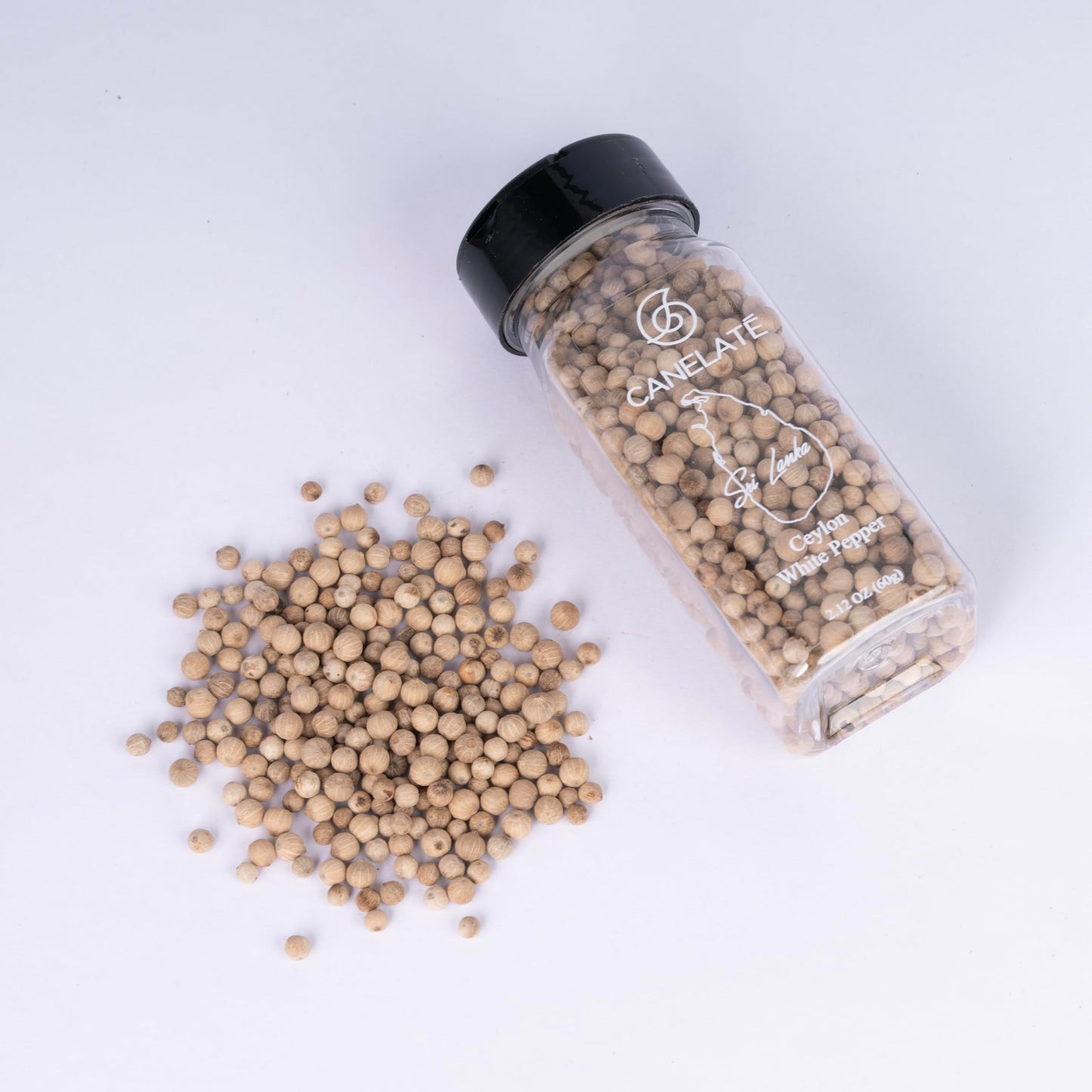 CANELAT   Organic White Pepper Whole 60g (2.12oz) - Packed at the source, 100% pure, Highest Piperine white peppercorns from sma
