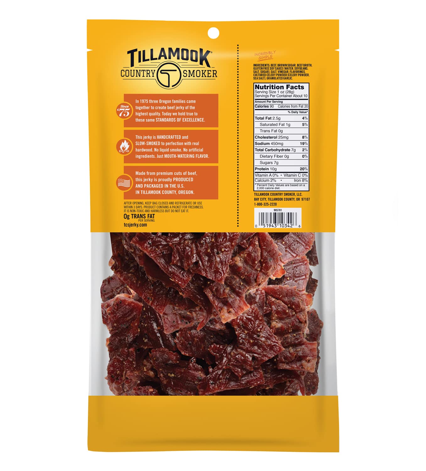 TILLAMOOK COUNTRY SMOKER Beef Jerky, Teriyaki Flavor, 10 Ounce Pack