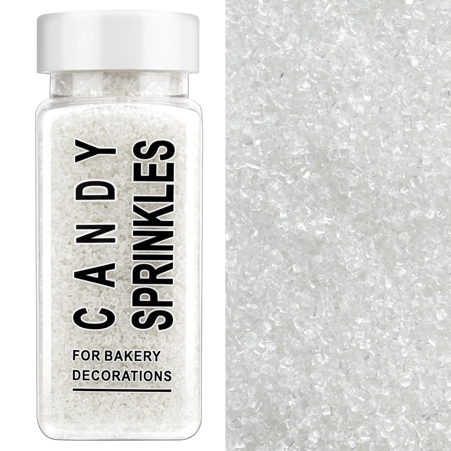 White Sanding Sugar Sprinkles, 4.6 oz Edible Sparkling Sugar Crystals for Baking Topping, Cupcakes, Cookies, Ice Cream & Cake De