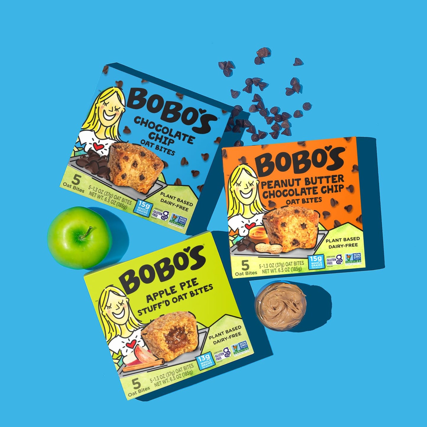 Bobos Bites Chocolate Variety Pack  15 Chocolate Chip  15 Peanut Butter Chocolate Chip