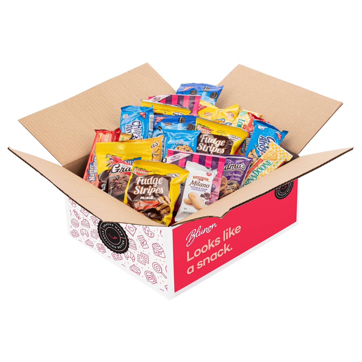 Blunon Cookies Individually Wrapped Variety Pack - 45 Count Bulk Assortment Care Package Sampler Gift Box