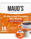 Mauds Decaf Pumpkin Spice Flavored Coffee Pods, 18 ct, Medium Roast Flavored Coffee in Recyclable Single Serve Pods - 100% Arab