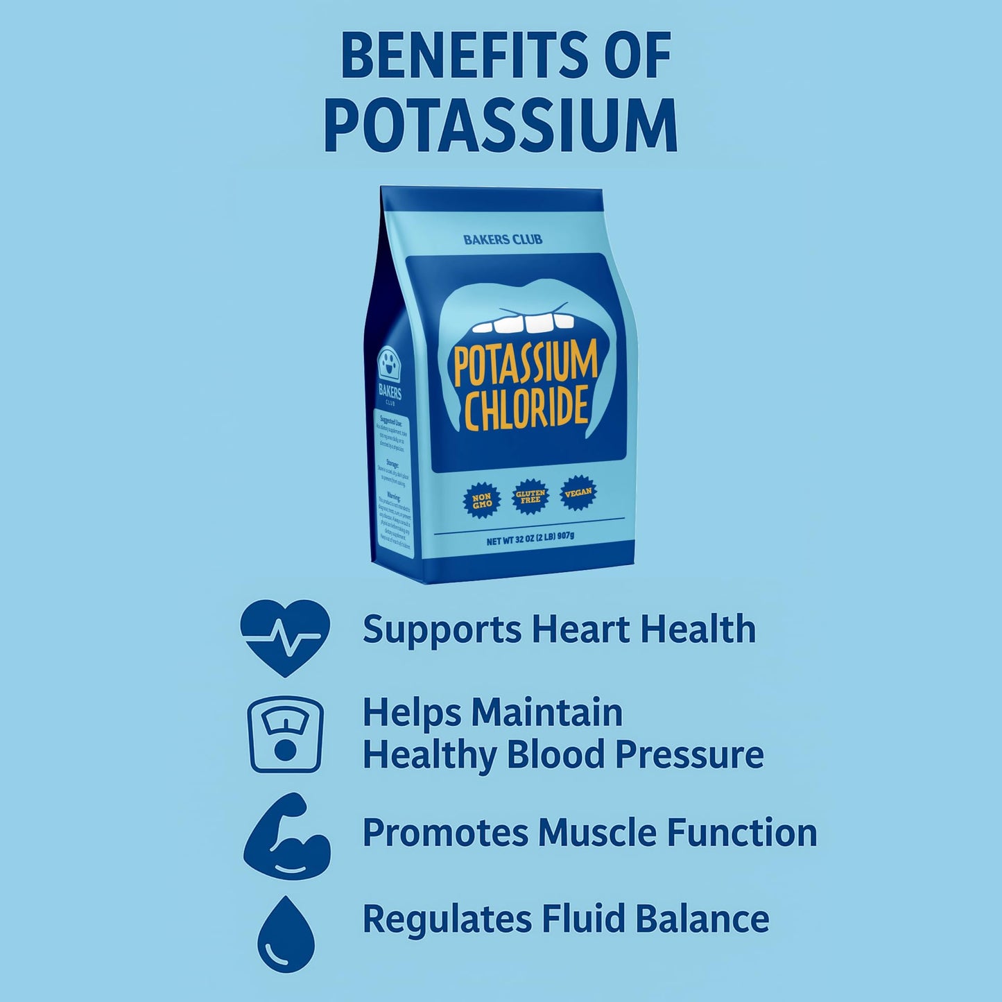 Potassium Chloride Powder 2 Pound - Food Grade, Filler Free, Easily Dissolves -Unflavored Sodium Free Mineral For Electrolyte Hy