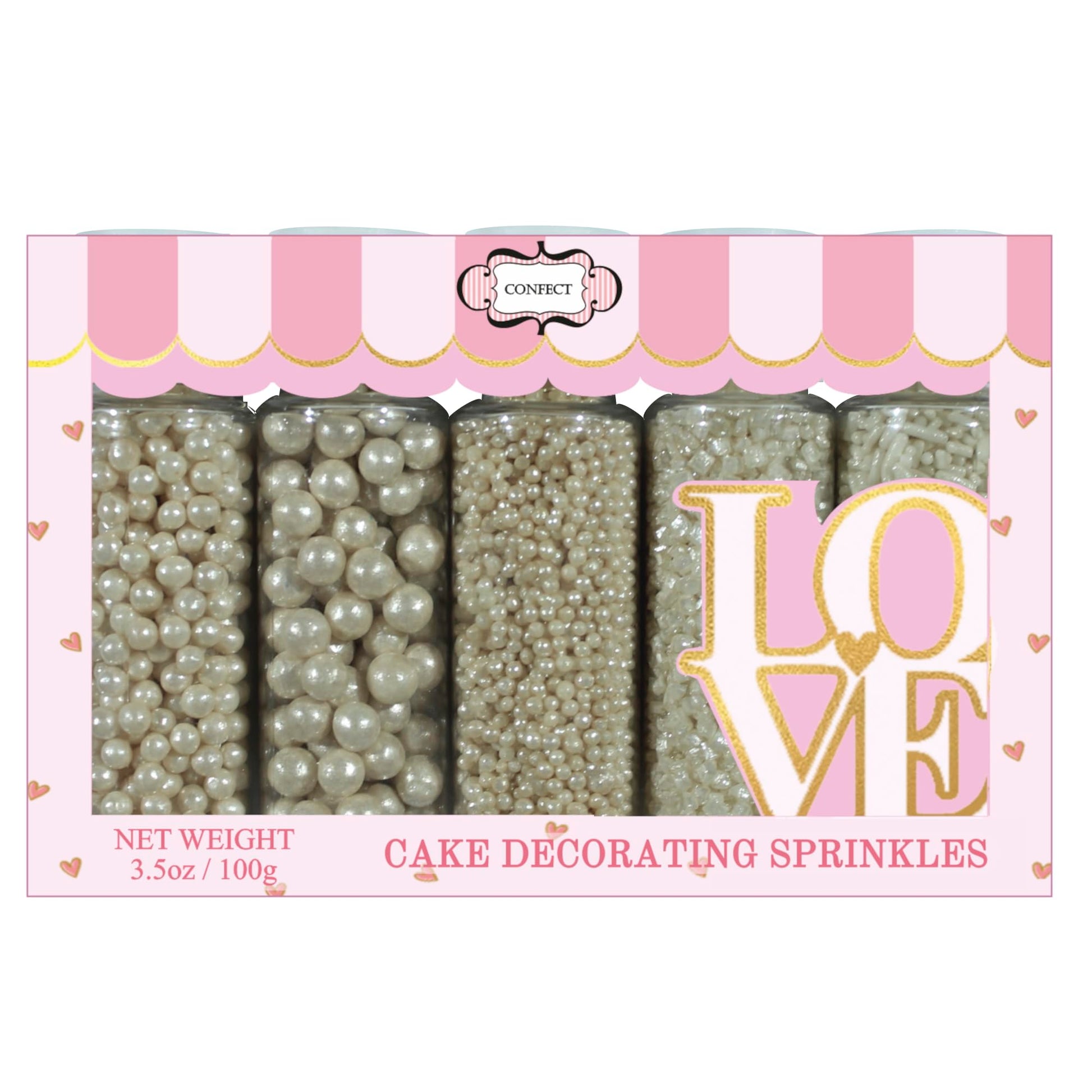 Confect Sprinkles for Cakes & Cupcakes Decoration | Birthday Sprinkles | Assorted Pack of 5 Wedding Glamour Pearl Sprinkles | Mi
