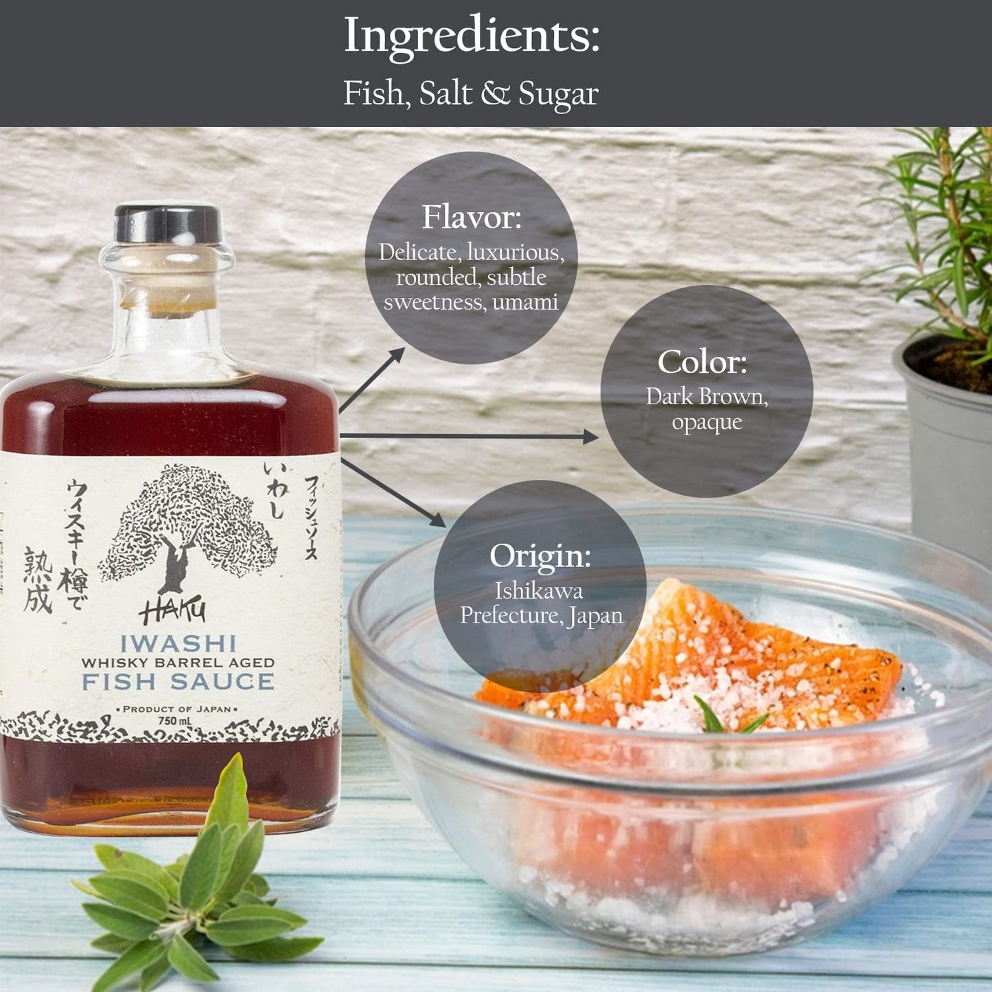HAKU Iwashi Fish Sauce - Authentic Japanese Umami Anchovy Seasoning - 750 ml (25.36 Fl Oz)