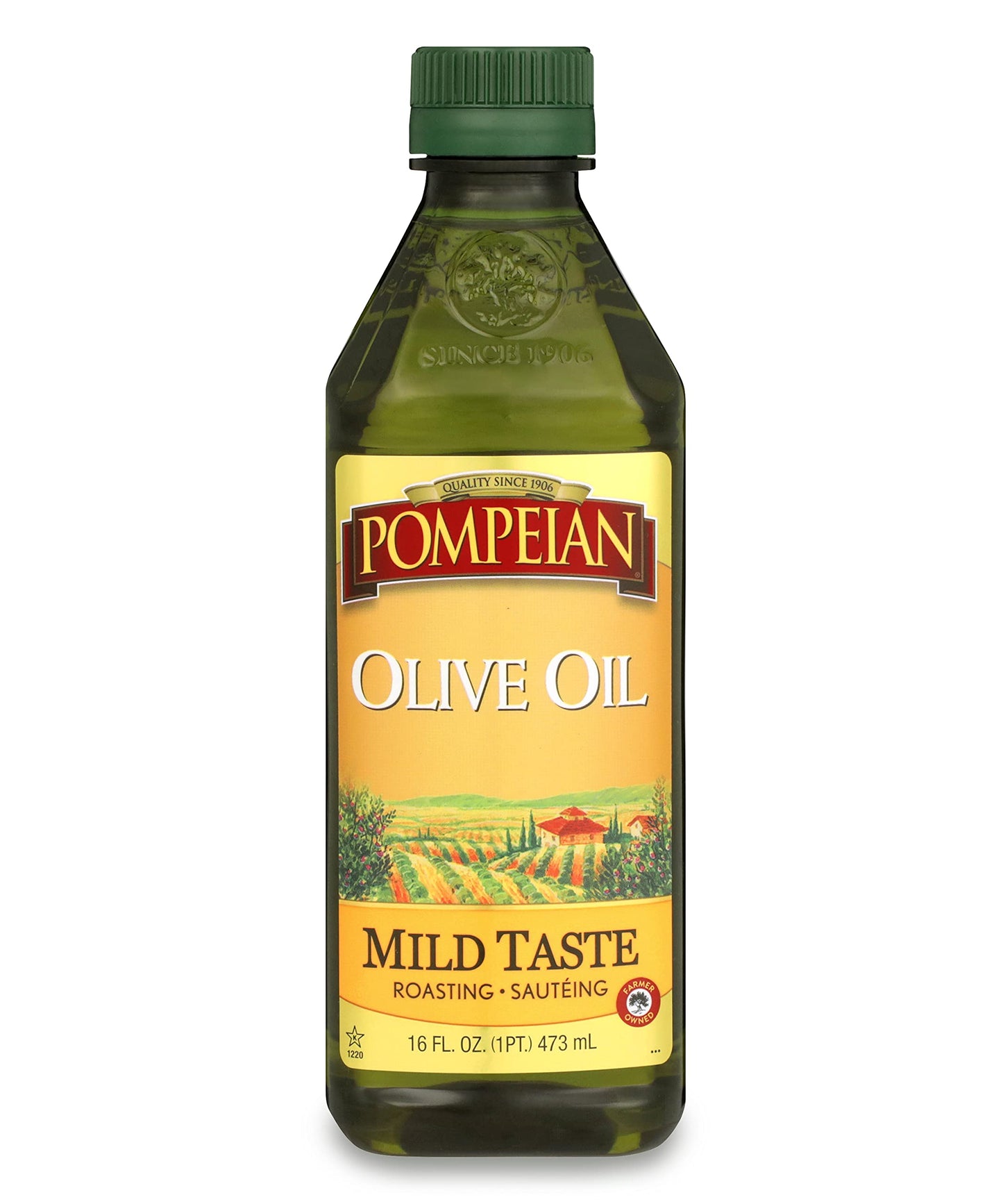 Pompeian Mild Taste Olive Oil, Perfect For Roasting & Sauteing, Naturally Gluten Free, Non-Allergenic, Non-Gmo, 16 Fl. Oz.