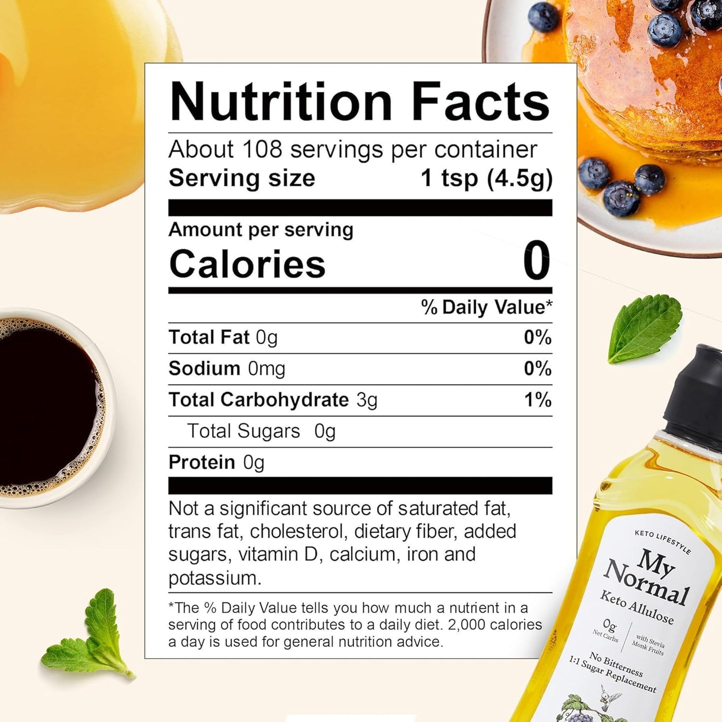 My Normal Keto Allulose Liquid Sweetener - Zero Calorie, 17.1 Fl Oz, Sugar Substitute, Gluten Free, Vegan Friendly