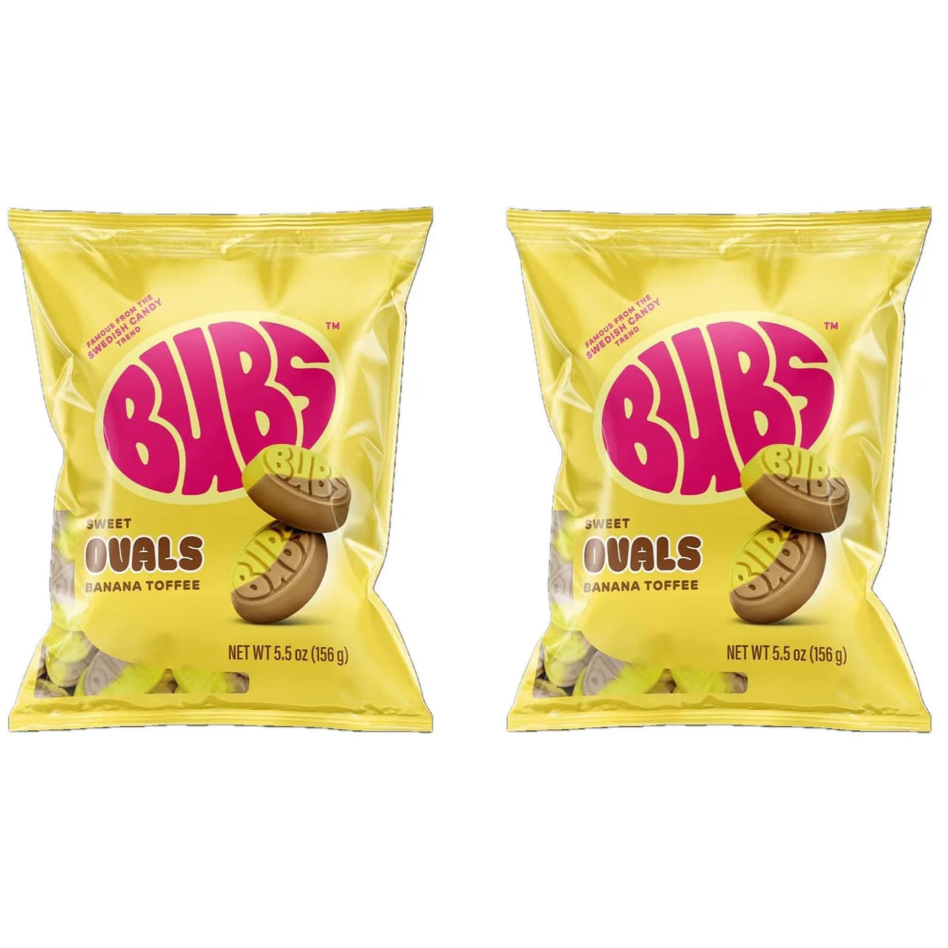 Bubs Sweet Banana Toffee Ovals 2 Pack Of 5.5Oz - Creamy Foam Candy - Soft & Chewy Vegan Treat Made In Mexico  Inspired By Swedish Candy Tradition (2 Pack  Banana Toffee)