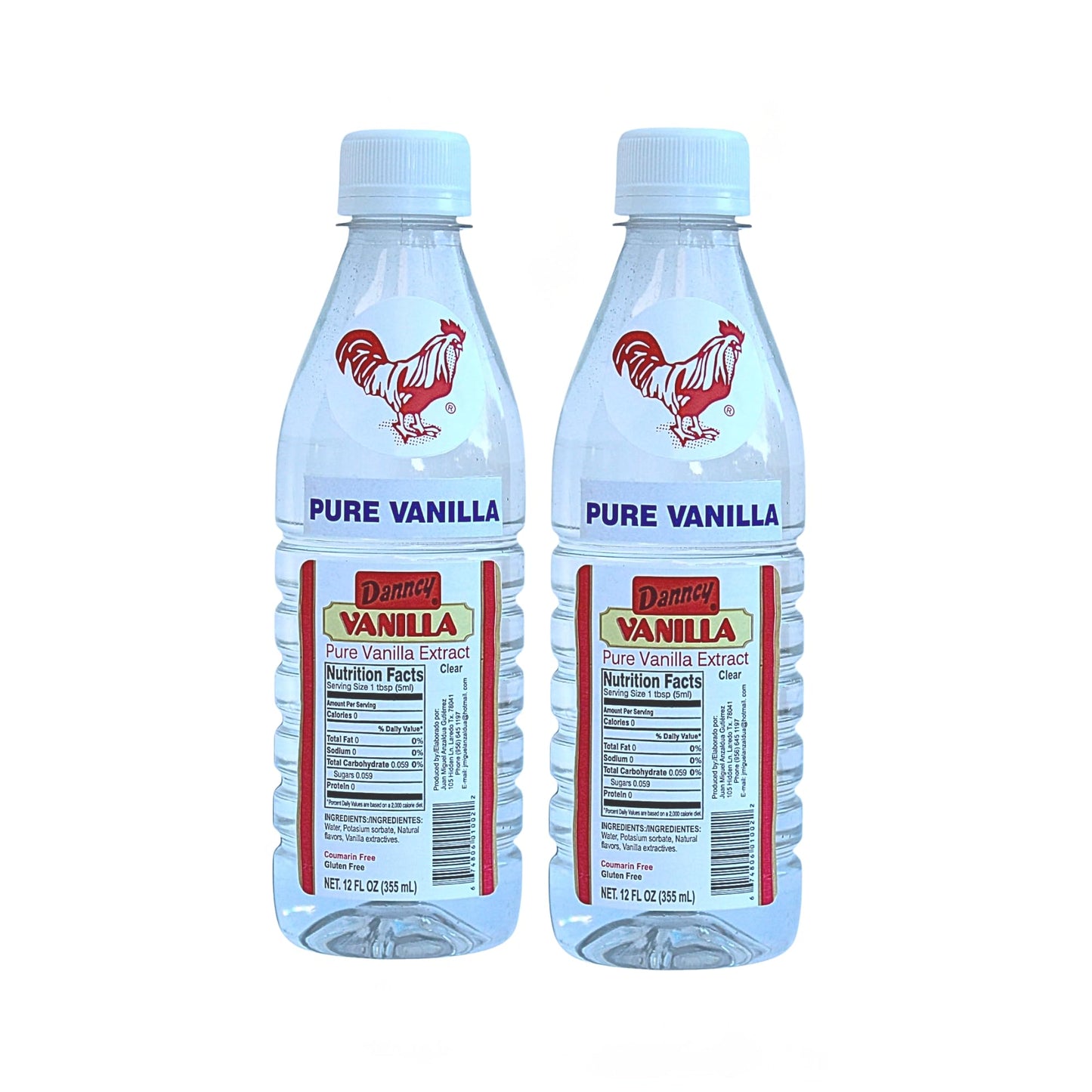 Danncy Vanilla Clear 12 fl oz (355 mL) 2 Pack - Authentic Mexican Vanilla Flavor