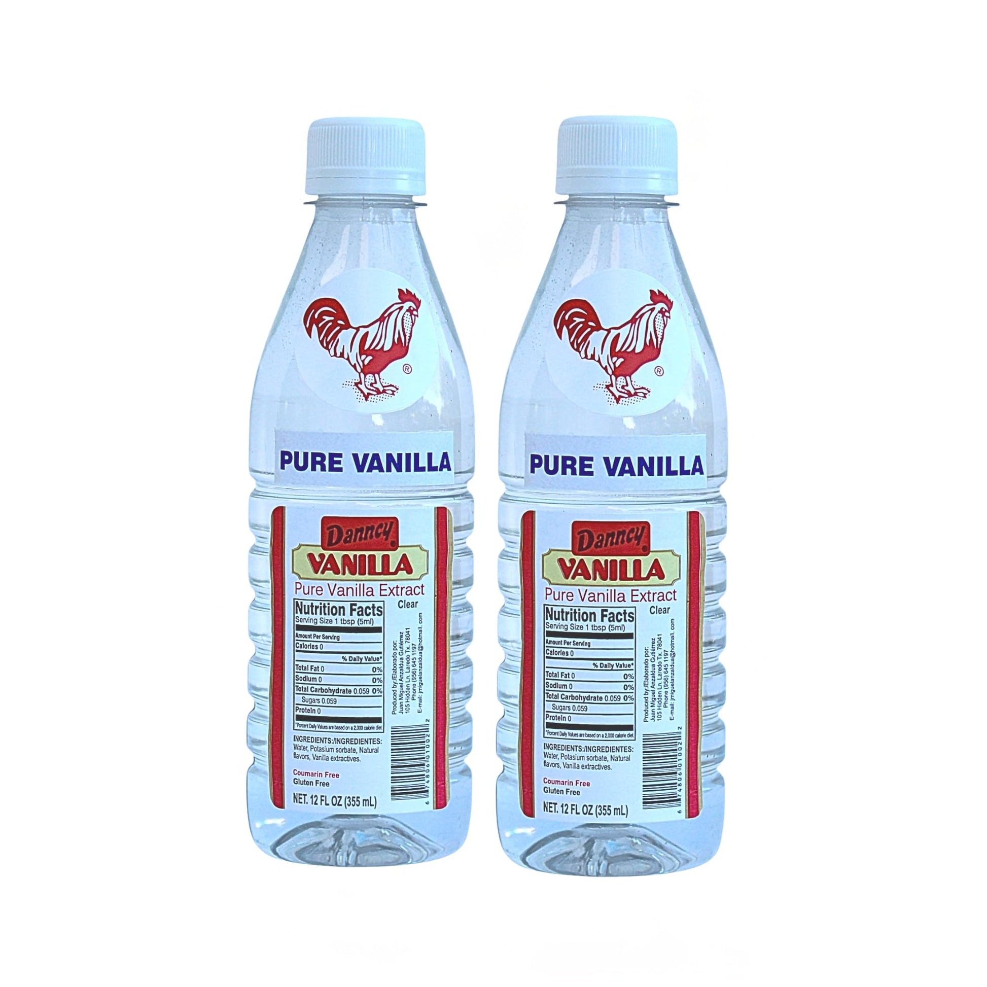 Danncy Vanilla Clear 12 fl oz (355 mL) 2 Pack - Authentic Mexican Vanilla Flavor