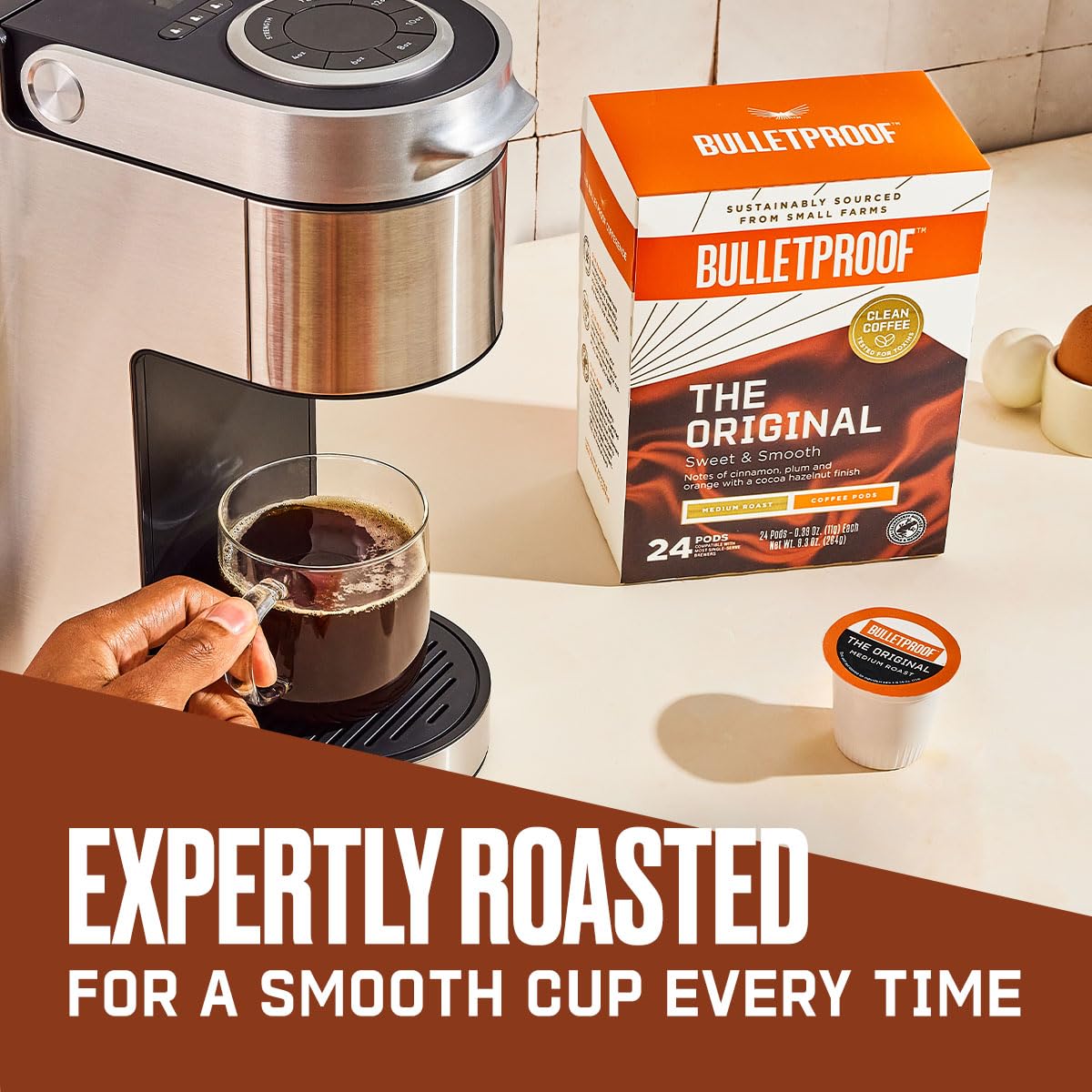 The Original Single-Serve Pods, Medium Roast, 10 Count, Bulletproof Keto, 100% Arabica Coffee, Certified Clean Coffee, Rainfores