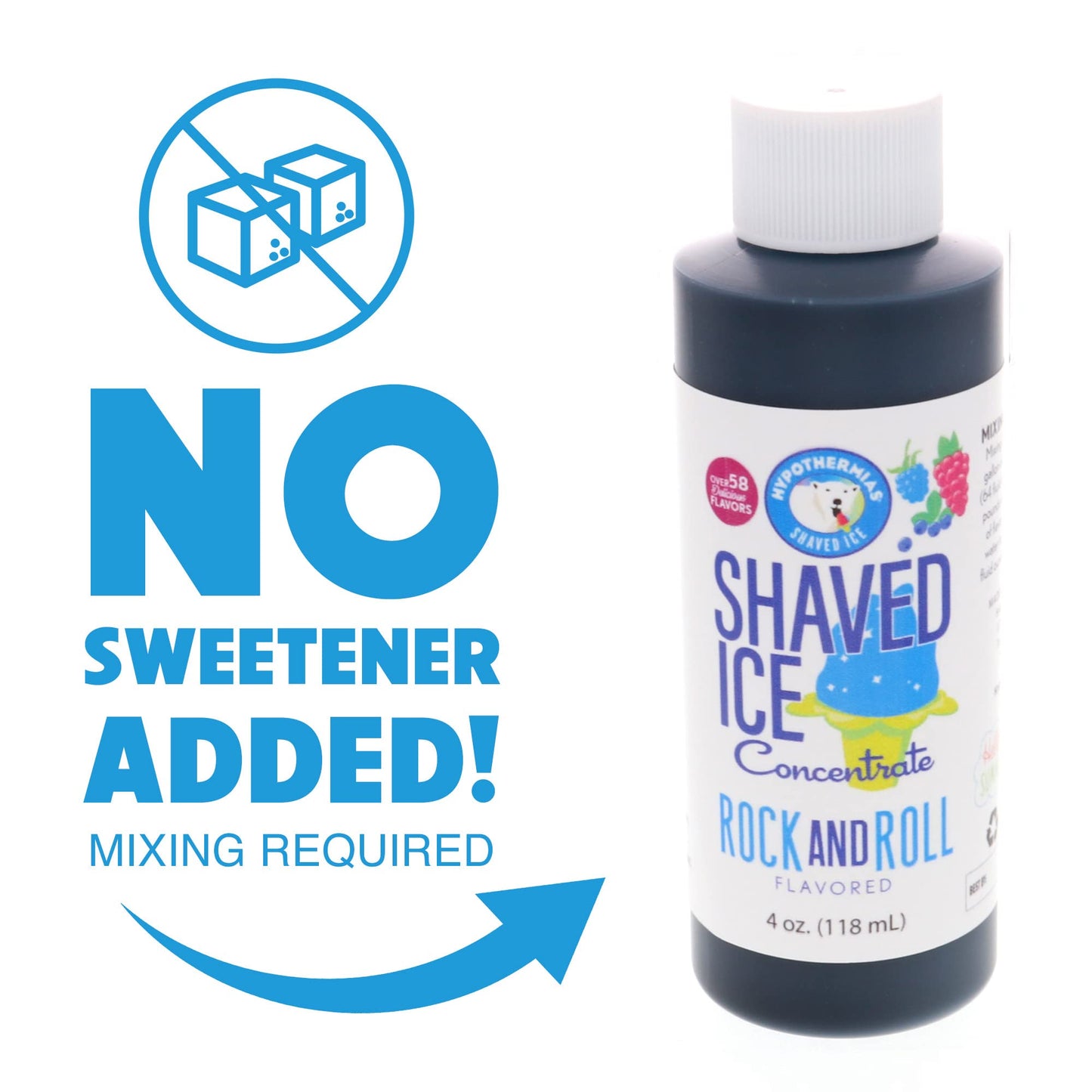 Hypothermias Shaved Ice And Snow Cone Syrup Unsweetened Flavor Concentrate - 4 Fl Oz - Makes 1 Gallon Of Ready To Use Syrup - Ro