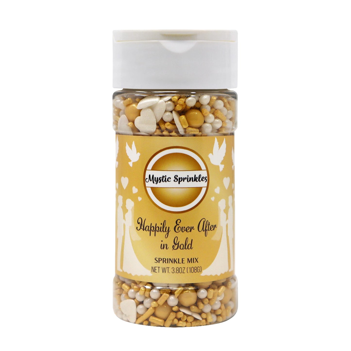 Mystic Sprinkles Wedding/Bridal Sprinkles Mixes (Happily Ever After In Gold Sprinkle Mix 3.6Oz)