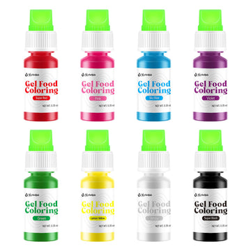 Gel Food Coloring 8 Colors x 0.35 oz Concentrated Gel Based Food Dye Vibrant Icing Colors Neon Food Coloring for Baking Cake Dec