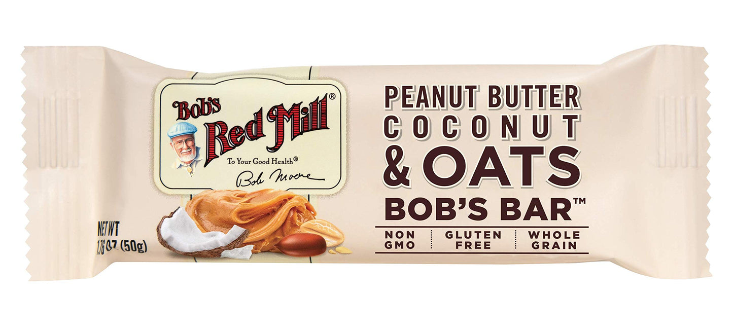 Bobs Red Mill Peanut Butter Coconut & Oats Snack Bar - 1.76 Ounce (Pack of 12) - Gluten Free, Non-GMO, Whole Grain