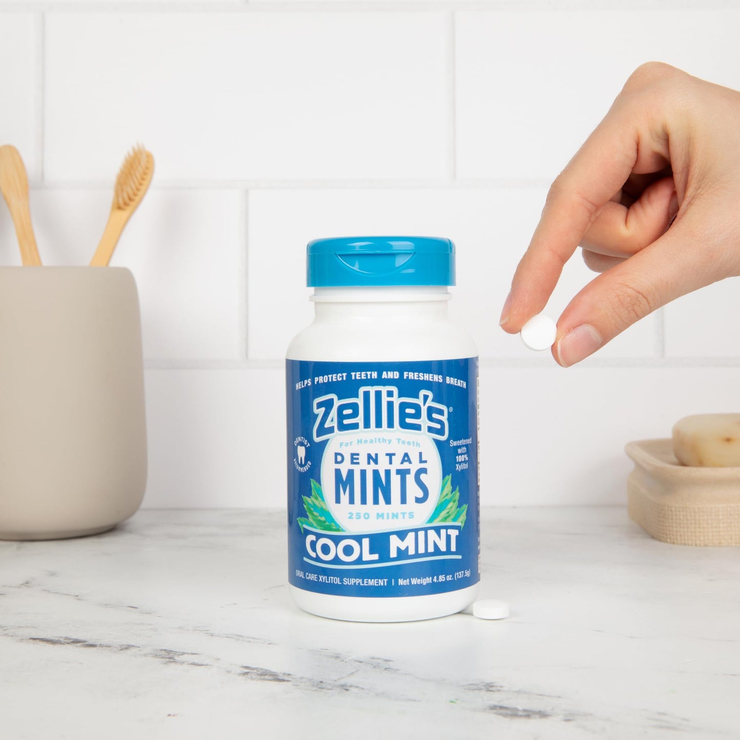 Zellie'S | 100% Xylitol Sugar Free Breath Mints Combo Pack | Includes (1) Cool Mint Breath Mints 250 Count & (1) Spearmint Breat