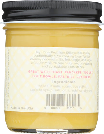 Hey Boo Premium Coconut Jam - Dairy Free, No Corn Syrup - 10 oz (Original)