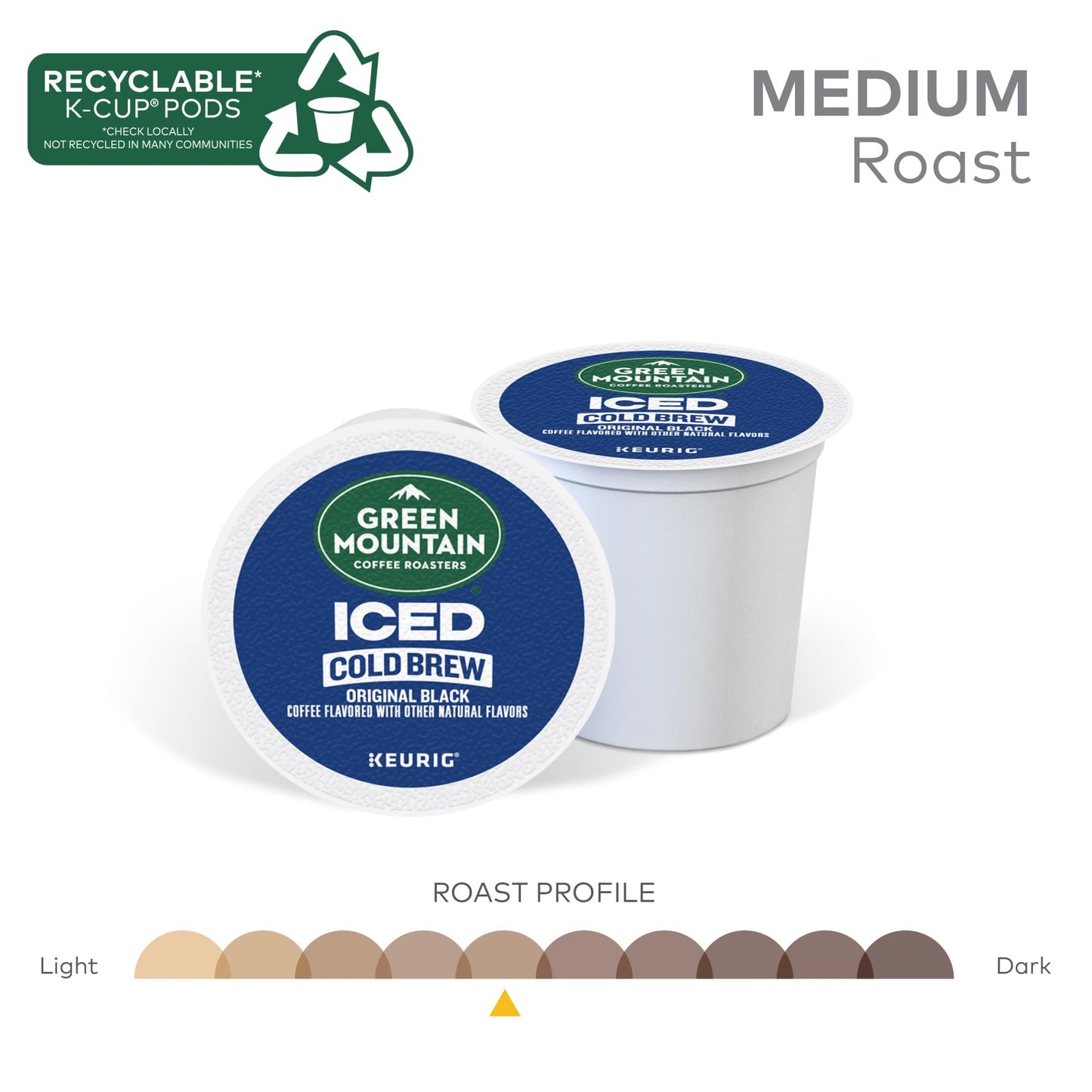 Green Mountain Coffee Roasters Original Black Iced Cold Brew Coffee, Single Serve Keurig K-Cup Pods, 60-Count Box (6 Packs Of 10