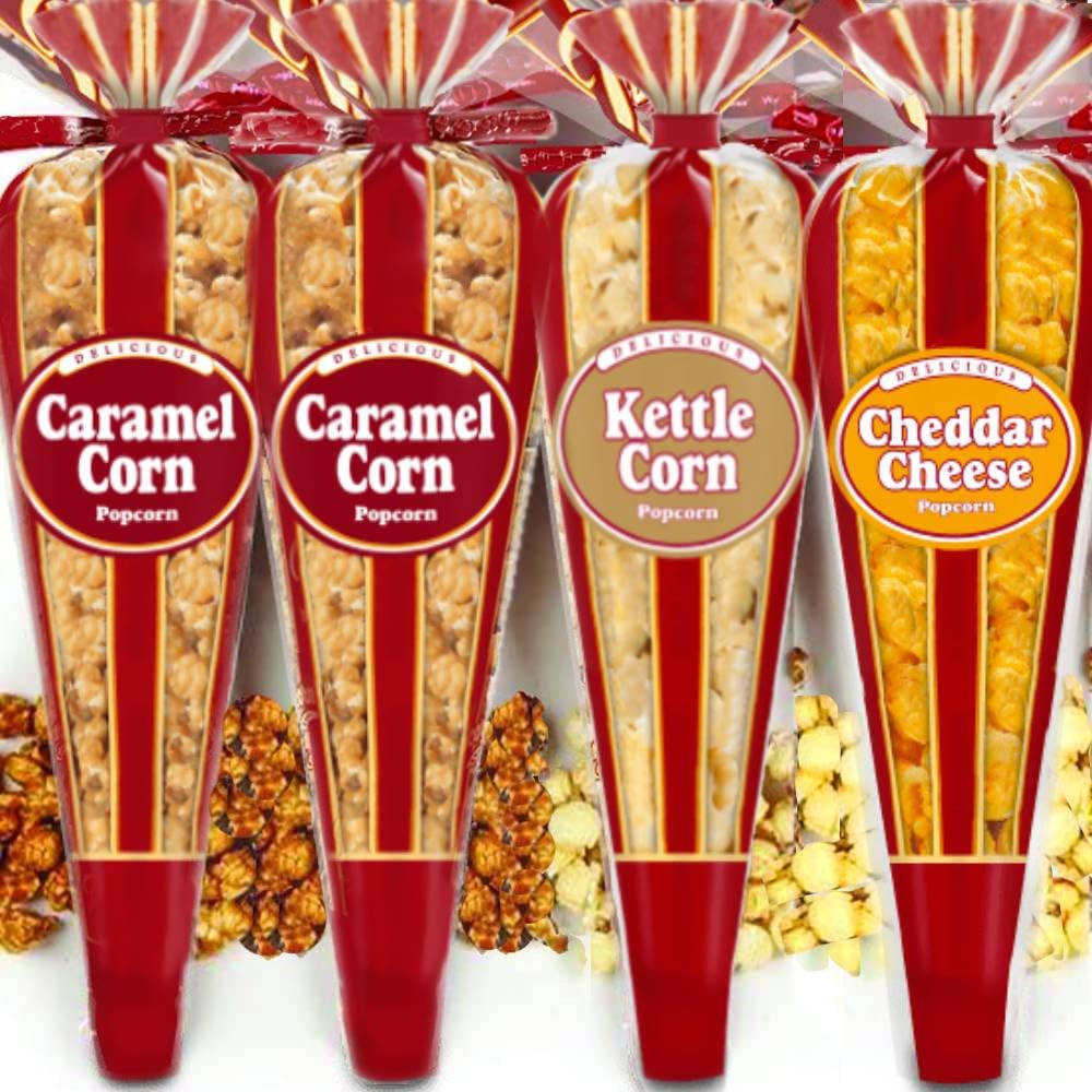 Generic Gourmet Popcorn - Premium Pack of 4 Mini Cones - 1.68 Ounce - Perfect for Small Spaces & Stocking Stuffers