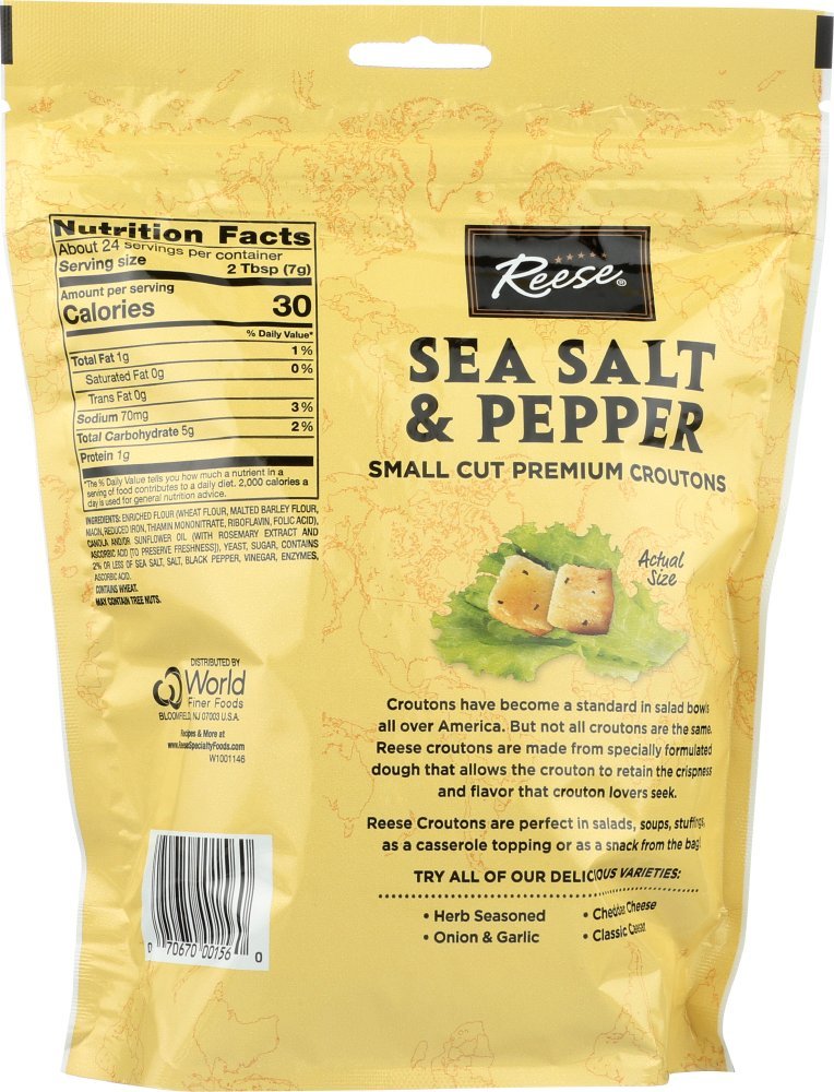 Reese Sea Salt And Black Pepper Croutons, 6-Ounces (Pack Of 12)