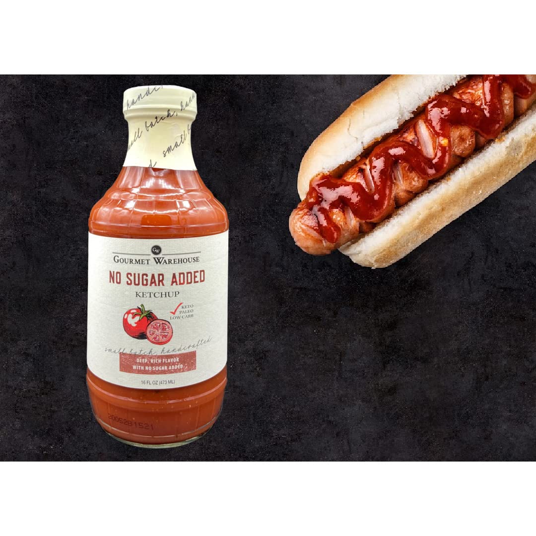 Gourmet Warehouse No Sugar Added Ketchup, Handcrafted In Small Batches Gluten-Free, Hfcs-Free, Keto Friendly Delicious Sauce 16