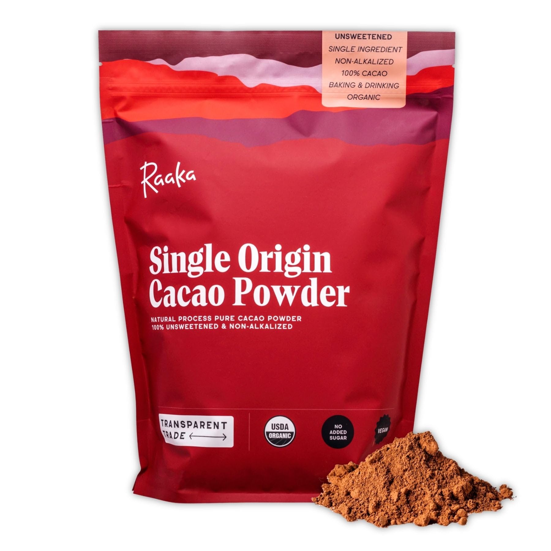 Raaka Chocolate Organic Cacao Powder - Unsweetened, Non-Alkalized ...