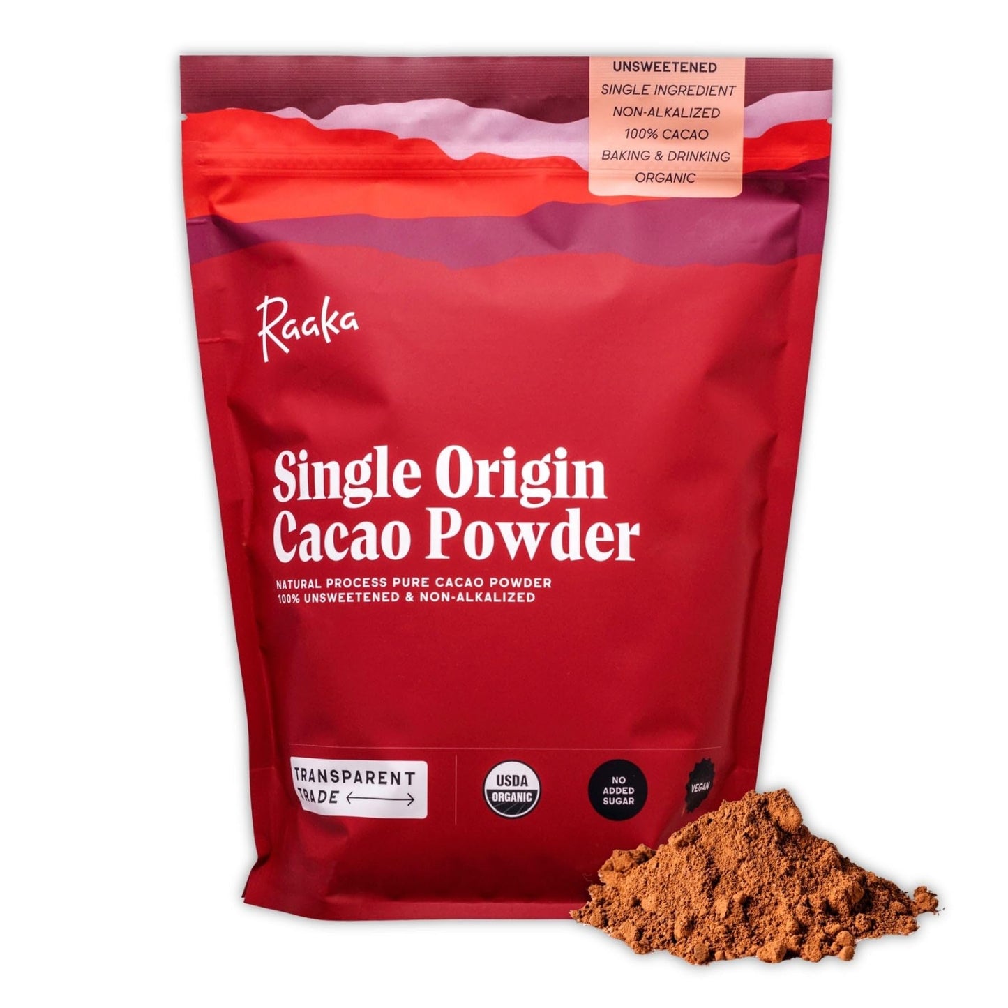 Raaka Chocolate Organic Cacao Powder - Unsweetened, Non-Alkalized, Perfect for Baking, Substitute for Cocoa Powder - Gluten-Free