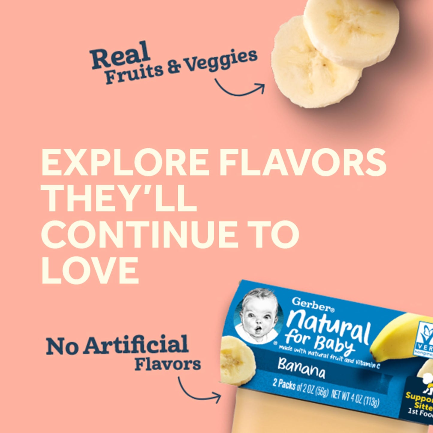 Gerber 2Nd Foods Natural For Baby Tropical Adventure Baby Food, Variety Pack, 4 Oz Tubs (32 Pack)