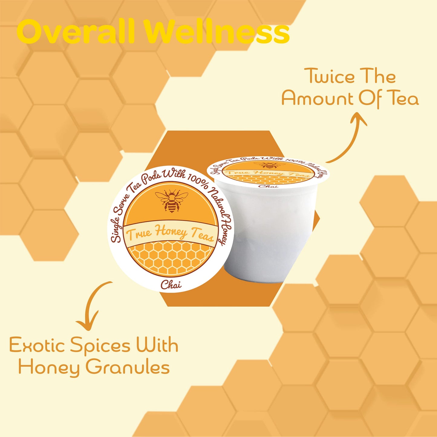 True Honey Chai Tea Pods - All Natural Organic Cinnamon, Clove, Coriander, Anise And Fennel - 22 Count