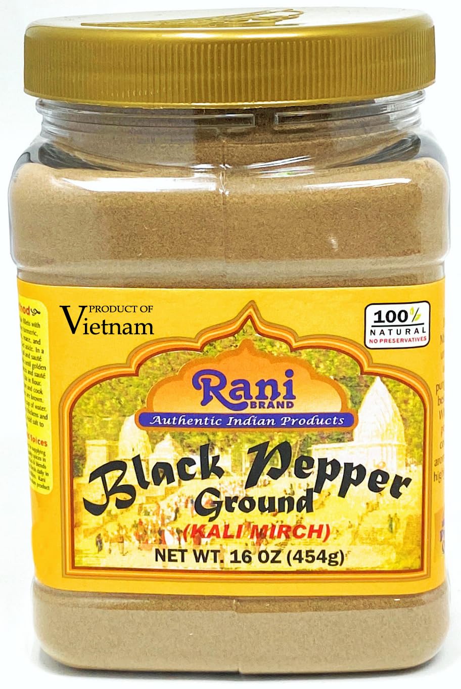 Rani Black Pepper Fine Powder 80 Mesh 16Oz (1Lb) 454G Pet Jar ~ All Natural | Vegan | Gluten Friendly | Non-Gmo | Kosher | Product Of Vietnam