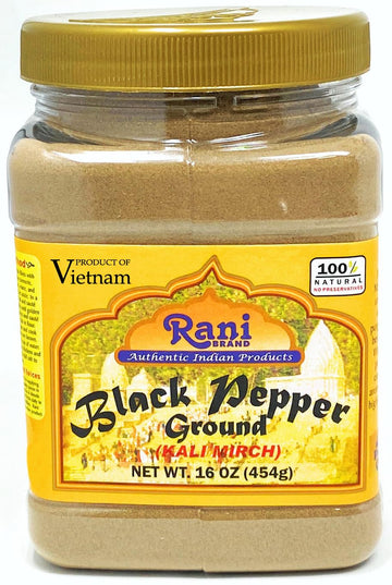 Rani Black Pepper Fine Powder 80 Mesh 16Oz (1Lb) 454G Pet Jar ~ All Natural | Vegan | Gluten Friendly | Non-Gmo | Kosher | Product Of Vietnam