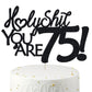 Veegood 75th Birthday Cake Topper - Black Glitter, Funny Design, Glitter Card Material, Model T69