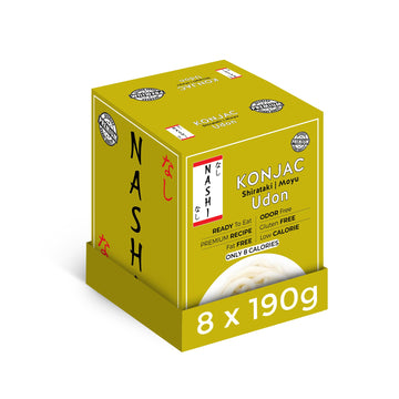 Nashi Shirataki Konjac Premium Udon Noodles (8x190g) - Glucomannan Premium Recipe, Keto-Friendly | Low-Calorie, Zero-Carb, Vegan