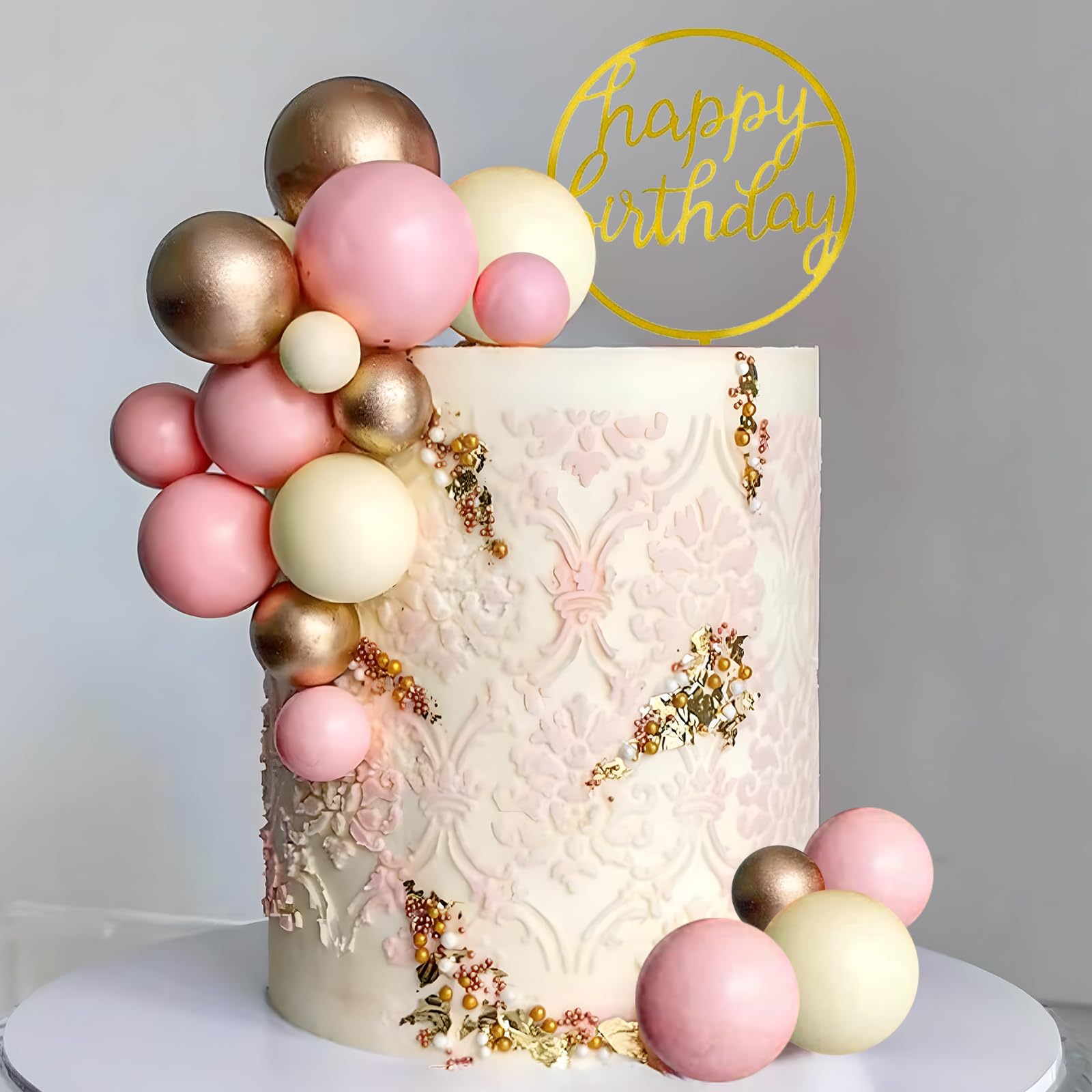 Pink Cake Toppers Pink Gold Cake Decorations for Women Birthday Boho Wedding Pink Cake Decor Birthday Cake Decoration (pink)