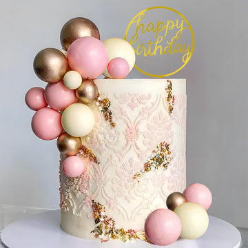 Pink Cake Toppers Pink Gold Cake Decorations for Women Birthday Boho Wedding Pink Cake Decor Birthday Cake Decoration (pink)