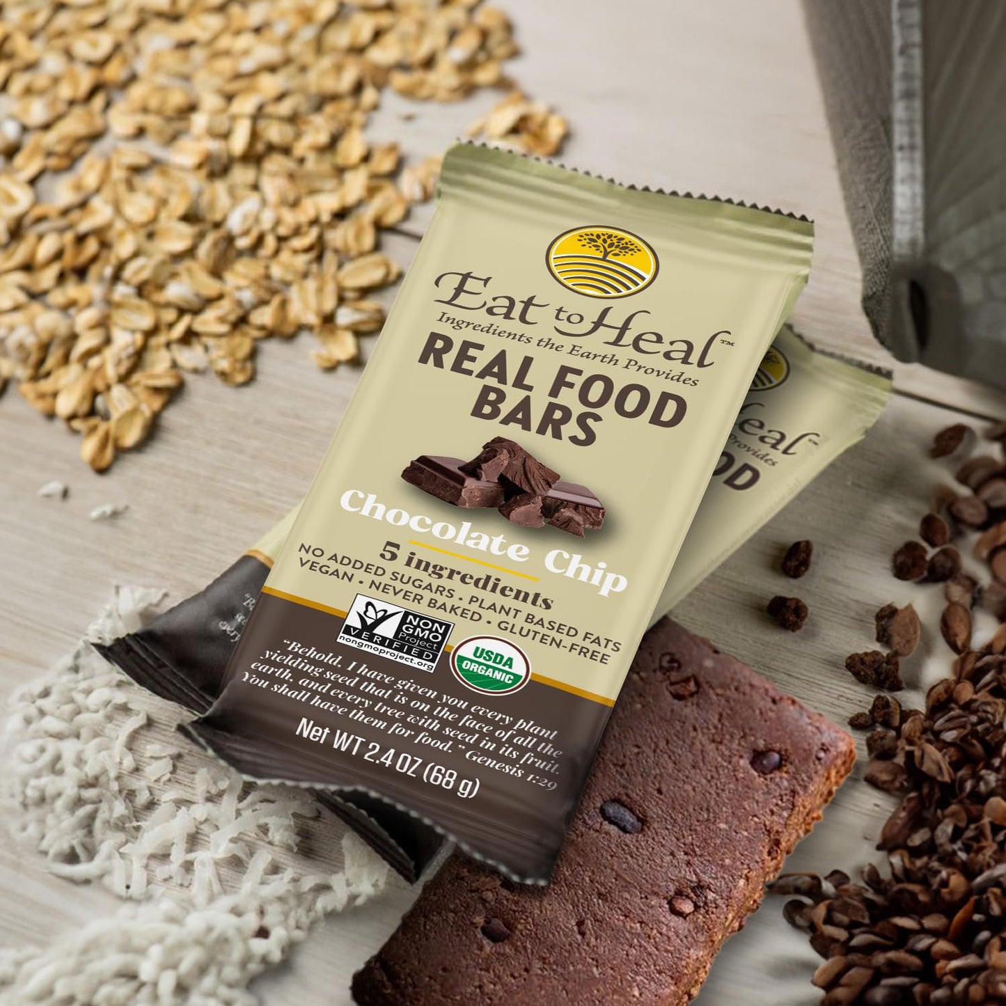 Eattoheal Variety Pack Real Food Bar - Organic Vegan Healthy Gluten Free Protein Bars - Low Sugar Meal Replacement Bar, Non Gmo, Never Baked, Plant Based - Crafted To Enjoy, Not Sit On Shelves