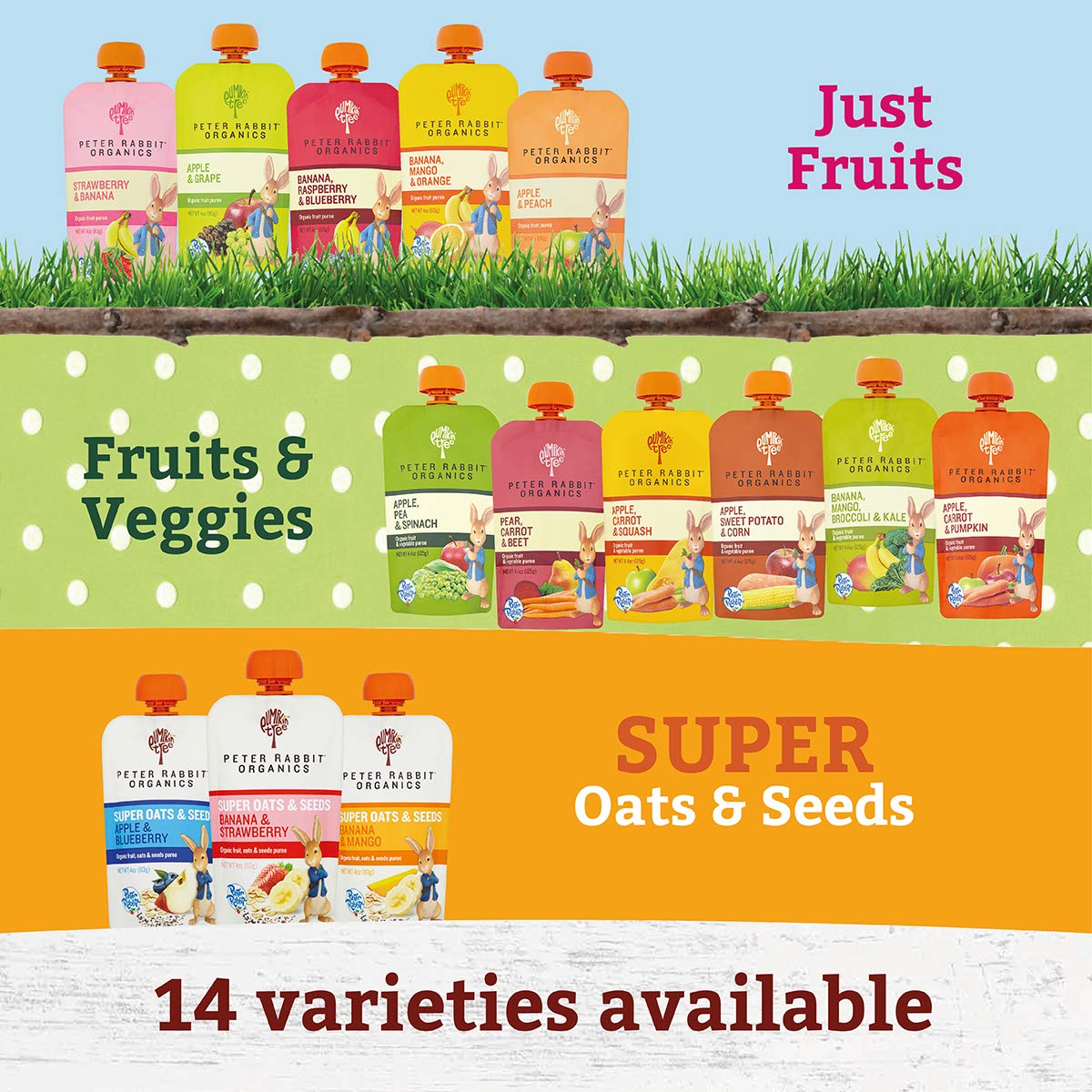 Pumpkin Tree Peter Rabbit Organics Apple And Peach, Fruit Snack Squeeze Pouch, 4 Ounce (Pack Of 10)