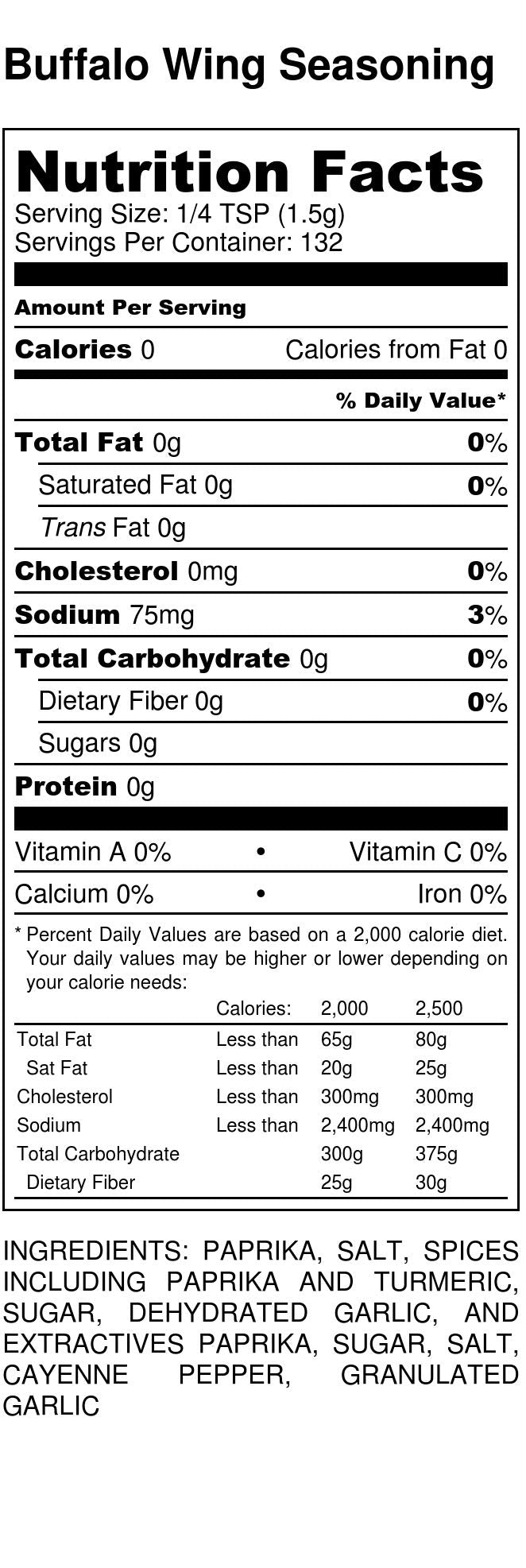 June Moon Spice Company Buffalo Chicken Wing Seasoning, Calorie Free, Fat Free, 5.5 Fl Oz Shaker
