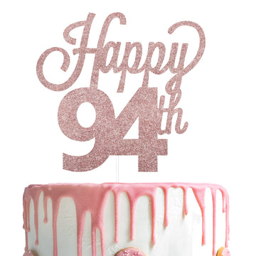 Lingteer Happy 94Th Birthday Cake Topper - Cheers To 94Th Birthday 94 Years Old Birthday Party Cake Decorations Sign.