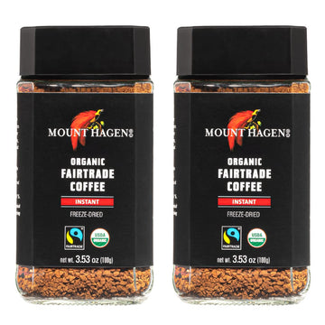 Mount Hagen 3.53oz Organic Freeze Dried Instant Coffee - 2 pack | Eco-friendly Coffee Made From Organic Medium Roast Arabica Bea
