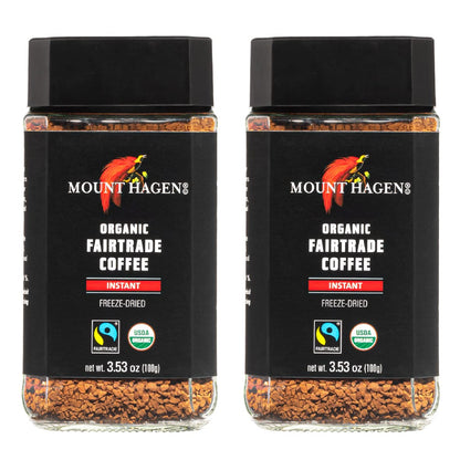 Mount Hagen 3.53oz Organic Freeze Dried Instant Coffee - 2 pack | Eco-friendly Coffee Made From Organic Medium Roast Arabica Bea