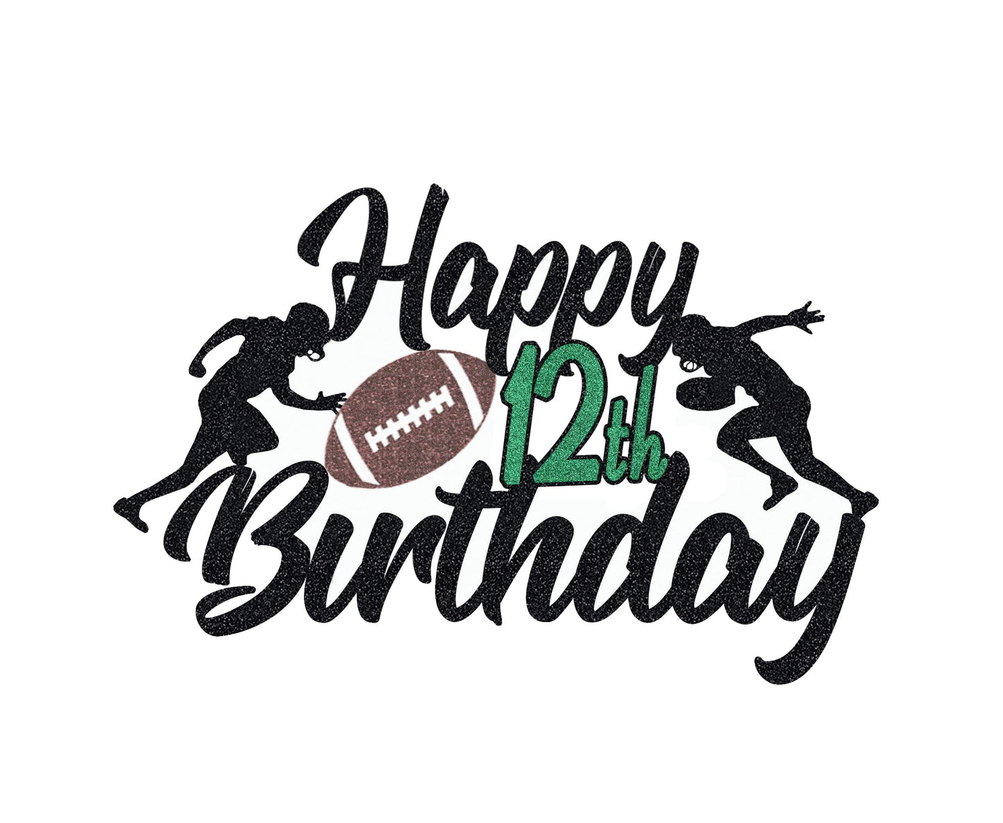 Happy 12Th Birthday Football Cake Topper 12 Twelve Years Old Rugby Player Scene Cake Decoration For Kids Sport Theme Twelveth Bi