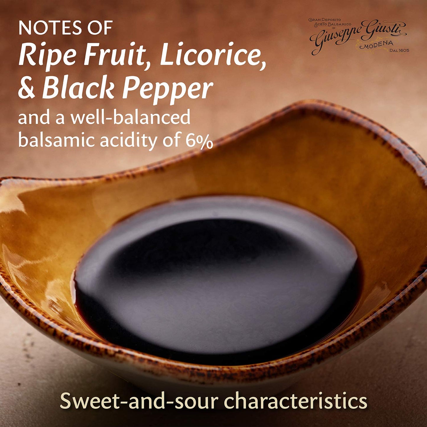 Giusti Organic Balsamic Vinegar of Modena - 2x 250ml, Balsamic Vinegar of Modena Black, Pack of 2