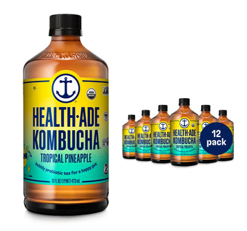 Health-Ade Kombucha Tea Organic Drink, Tropical Punch, 16 Fl Oz (Pack of 12), Non-GMO, Vegan, Gluten Free