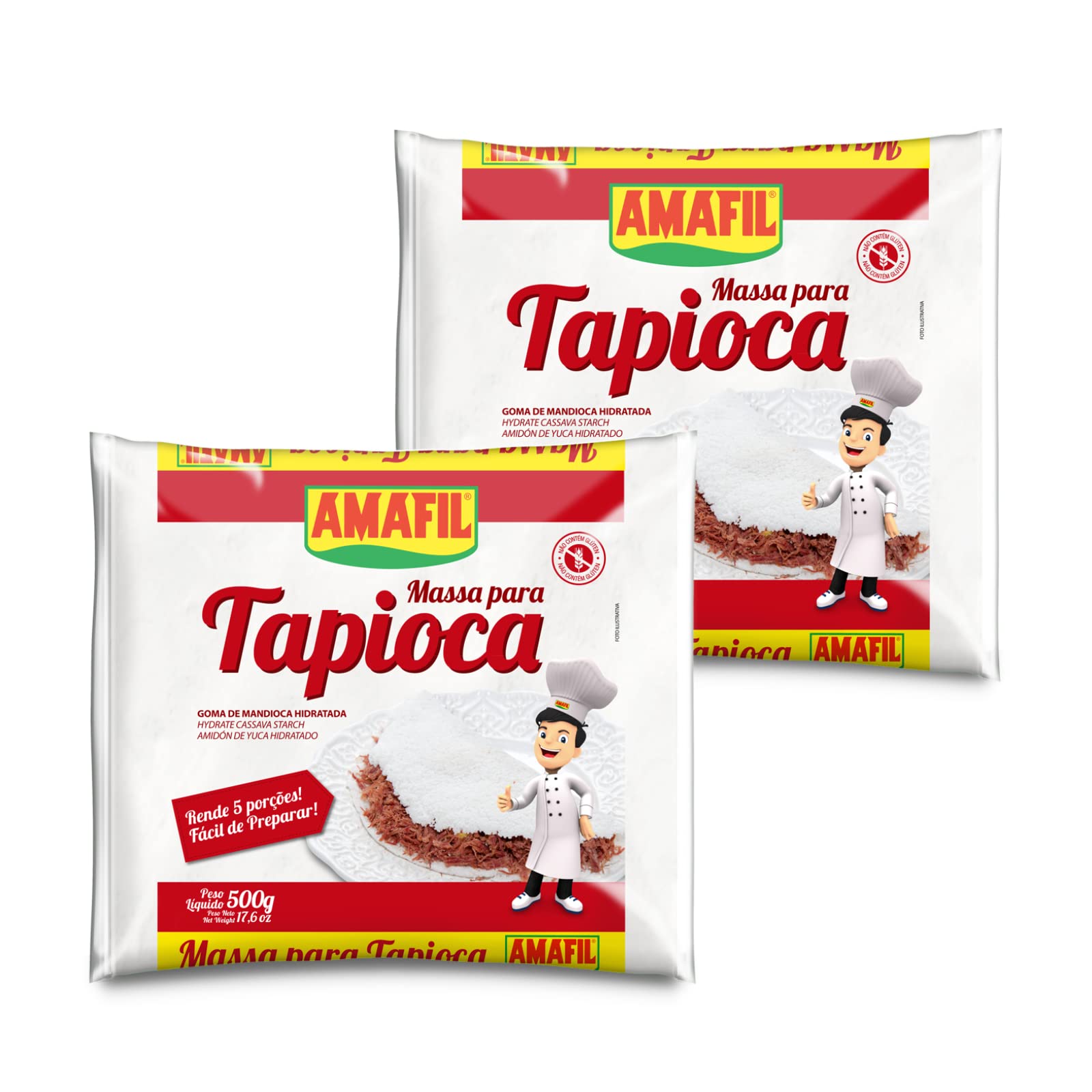 Tapioca Flour Hydrated Gluten Free 17.6 oz ( Pack of 2 ) Massa Para Tapioca - Amafil