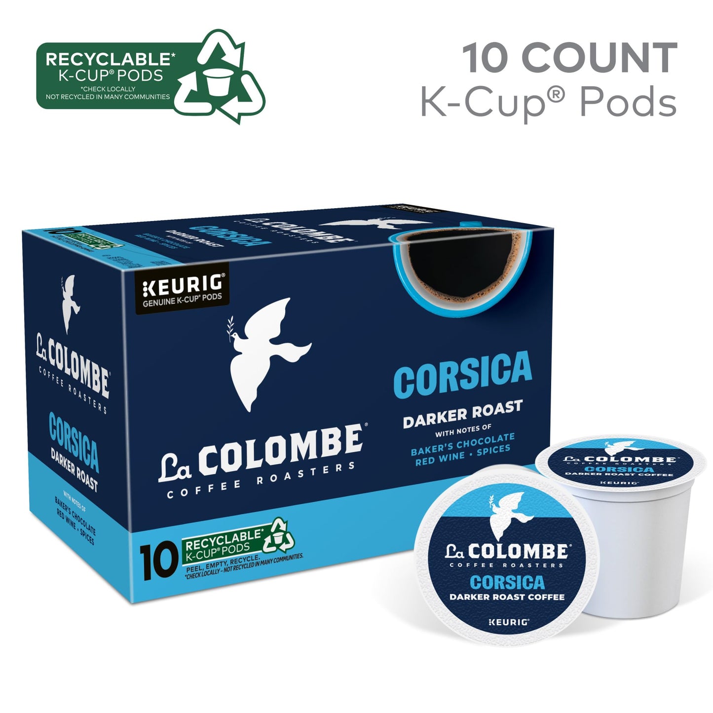 La Colombe Corsica Dark Roast Coffee | Single Serve K-Cup Pods | 10 Count | Pack of 2