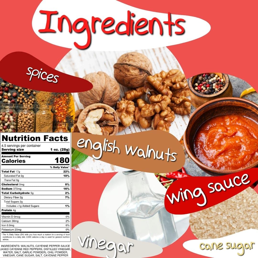 Crazy Go Nuts Walnuts - Buffalo, 4.5 Oz (3-Pack) - Healthy Snacks, Vegan, Gluten Free, Superfood - Natural, Ala, Omega 3 Fatty A